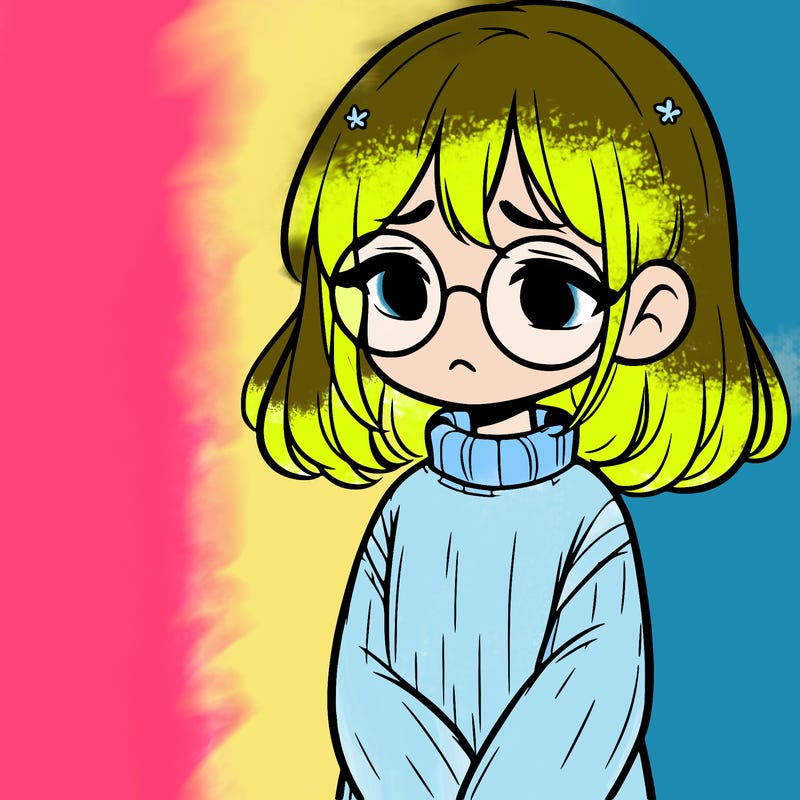 sad girl with glasses in a sweater
