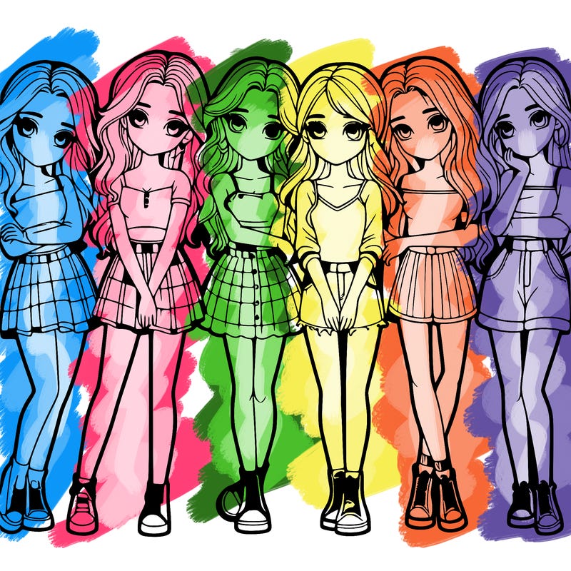 a group of girls realistic