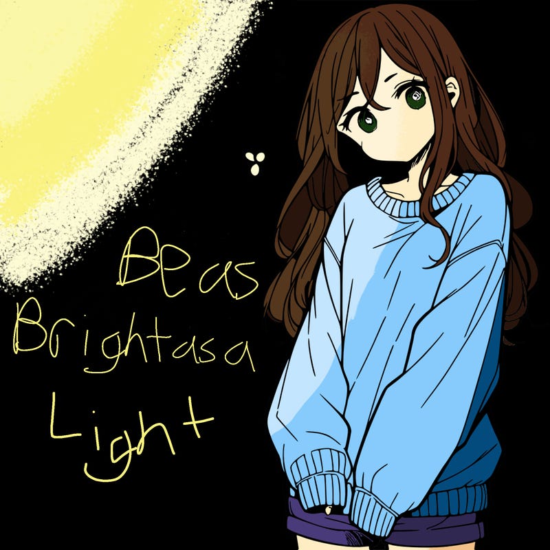 manga teen girl  in a sweater and baggy pants