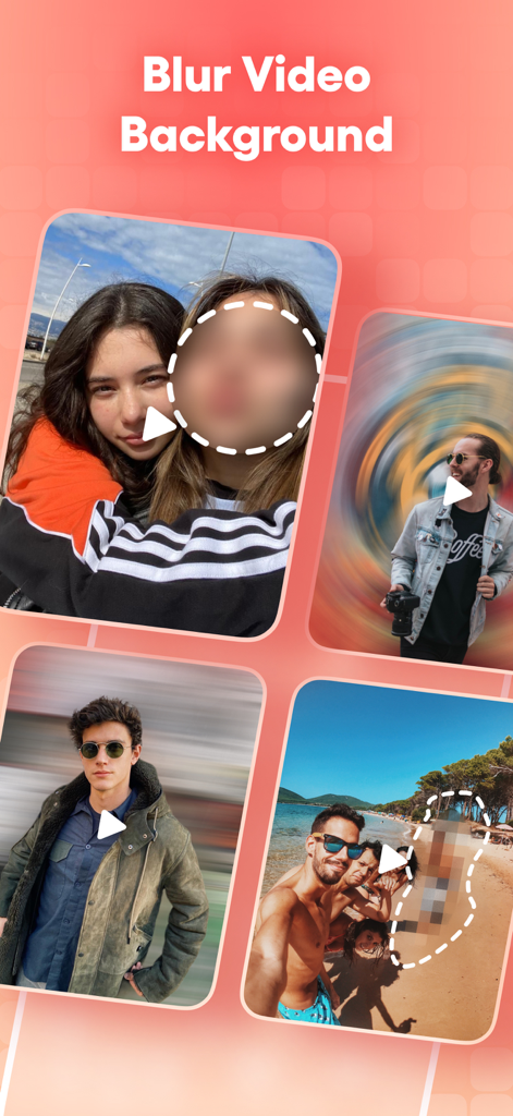 Blur Video· - Examples of face and background blurring effects in a video editing app