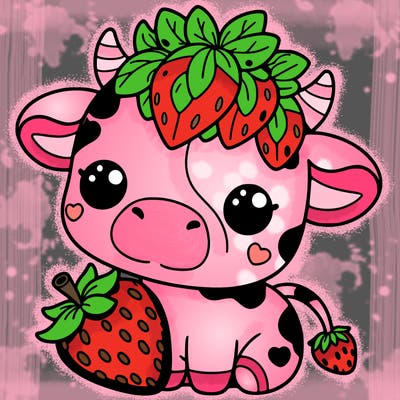 cute strawberry cow