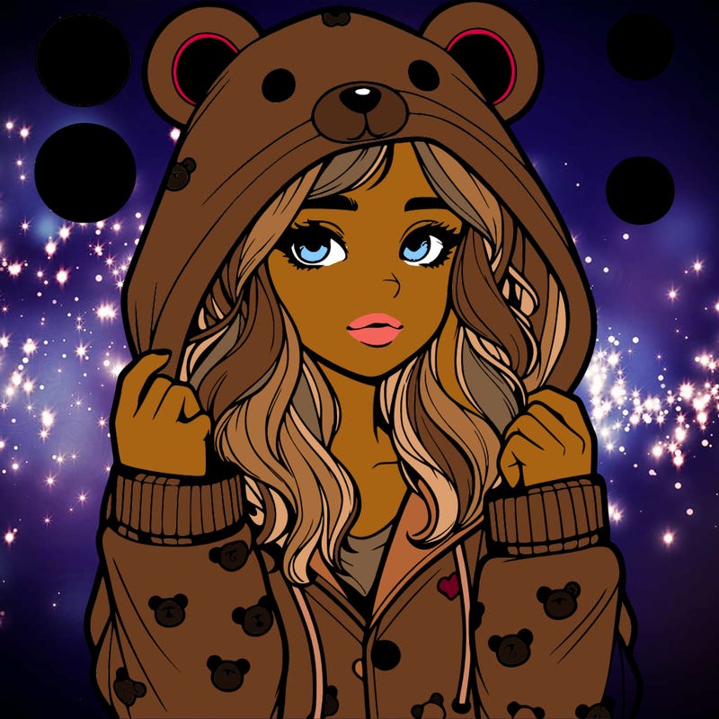 realistic girl in a animal pjs hoodie