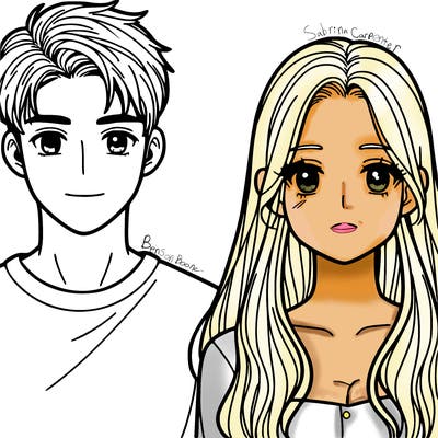 a man with short hair and a woman with long hair