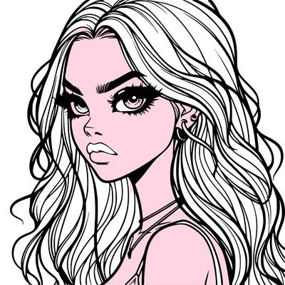 a realistic girl with siren eyes and looks badass