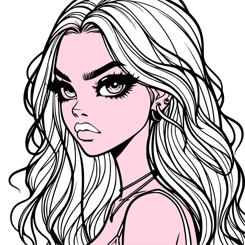 a realistic girl with siren eyes and looks badass