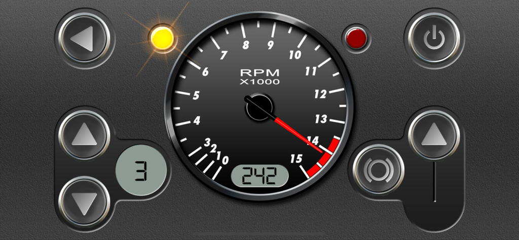 RevHeadz Engine Sounds - 高RPMタコメーターとギアインジケーターを表示するRevHeadzエンジンサウンドダッシュボード