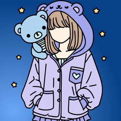 aesthetic girl with a pjs of bear