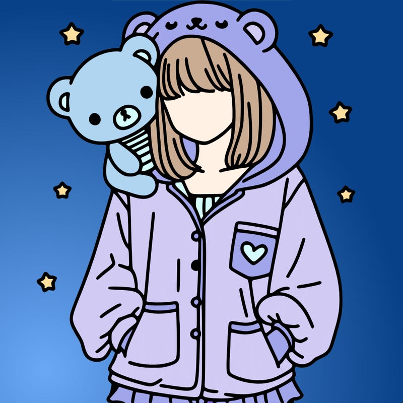 aesthetic girl with a pjs of bear