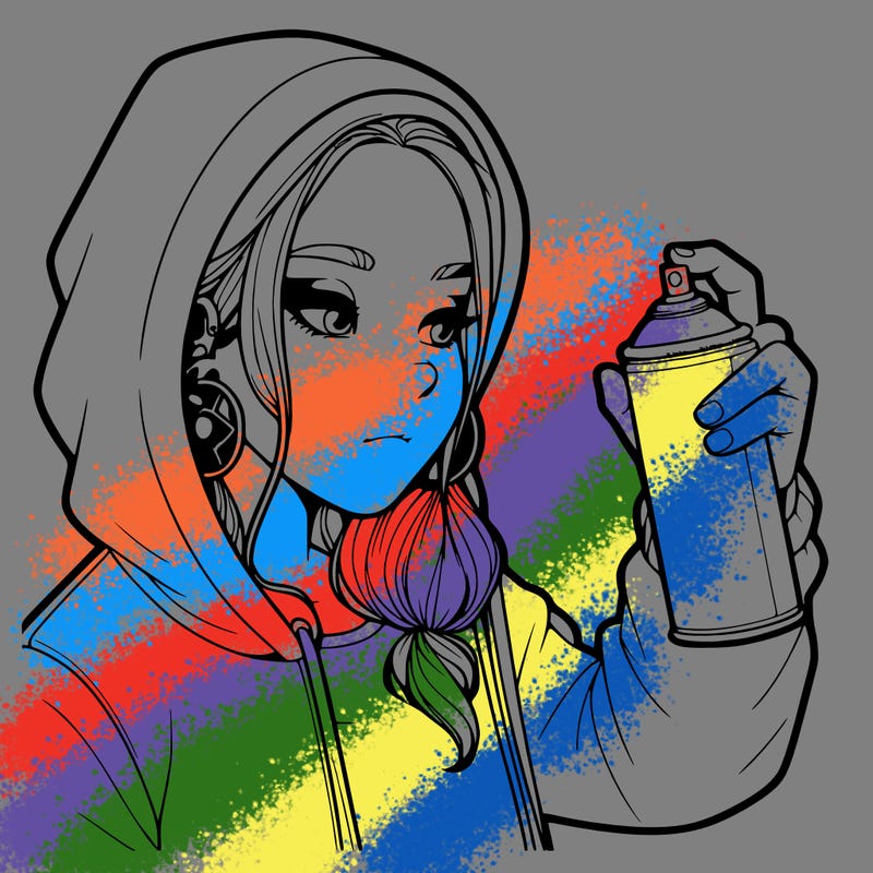 a realistic girl, spray painting