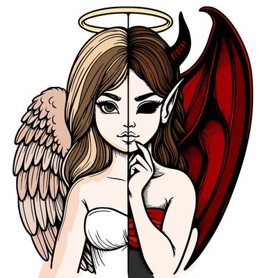 realistic angel half demon