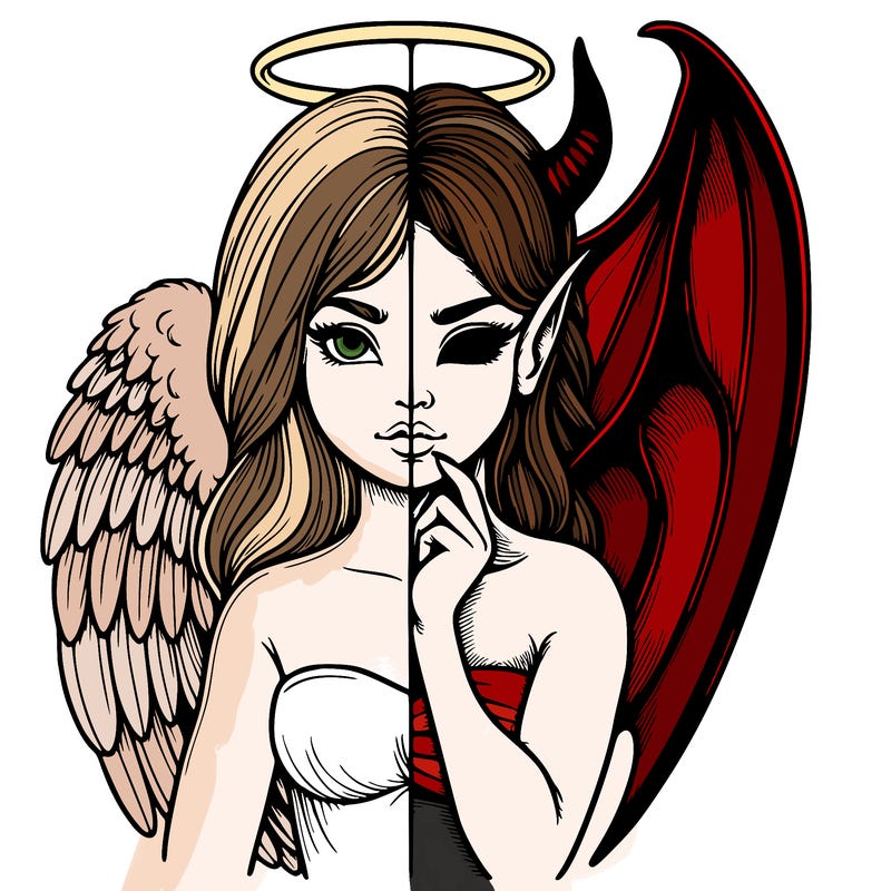 realistic angel half demon