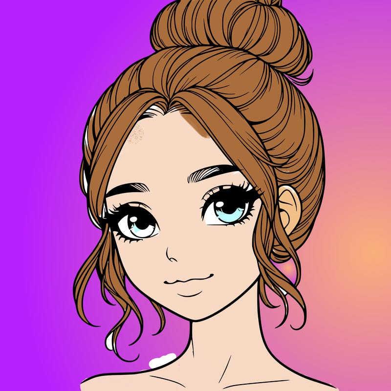 realistic pretty girl with hair in bun