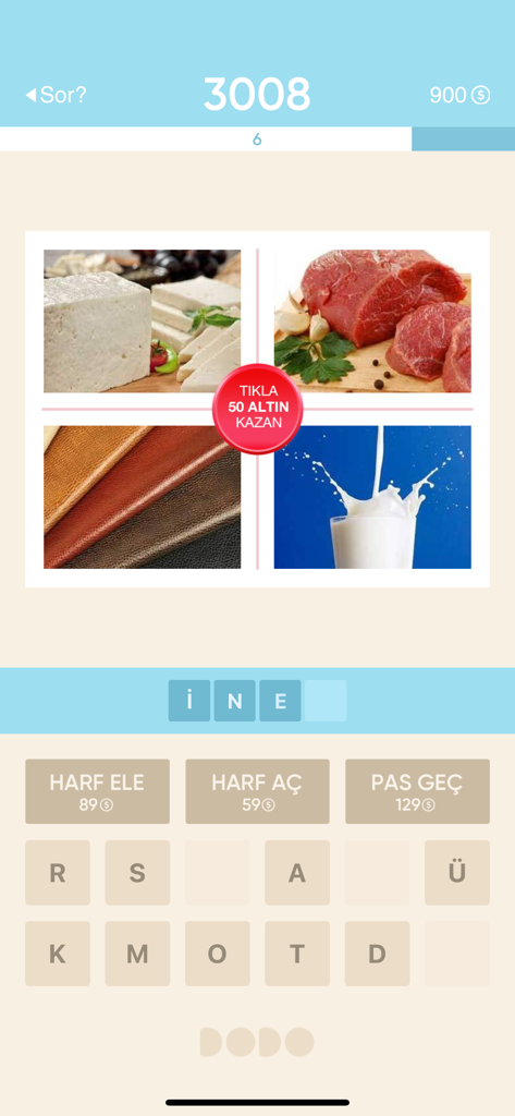 Resimli Kelime Bulmaca - A four-image word puzzle level in the Resimli Kelime Bulmaca app