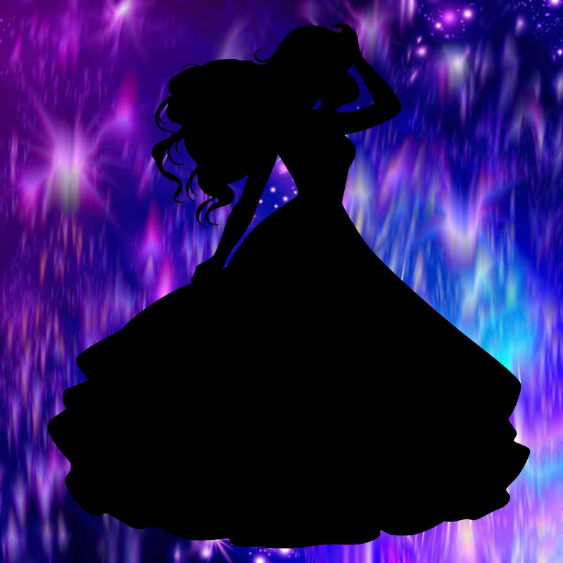 realistic woman with dress flowing in the wind