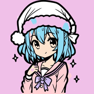 anime girl wearing a santa hat