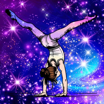 realistic gymnastic hand stand girl in four splits