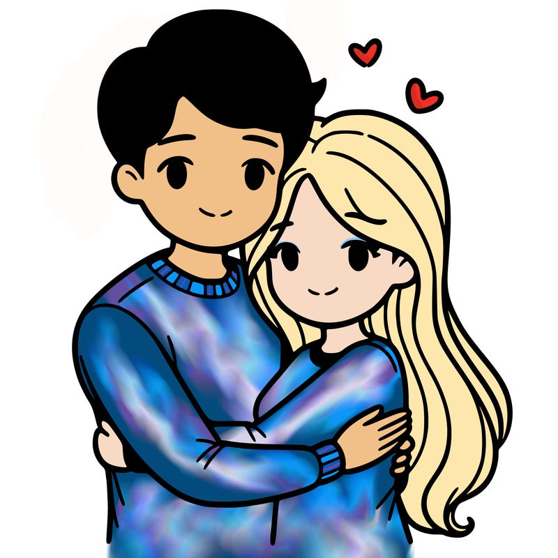 man and woman hugging each other