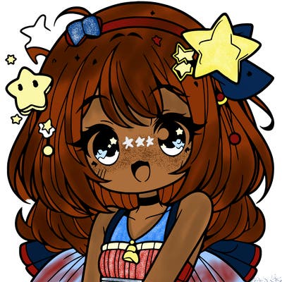 cute anime girl with star accessories