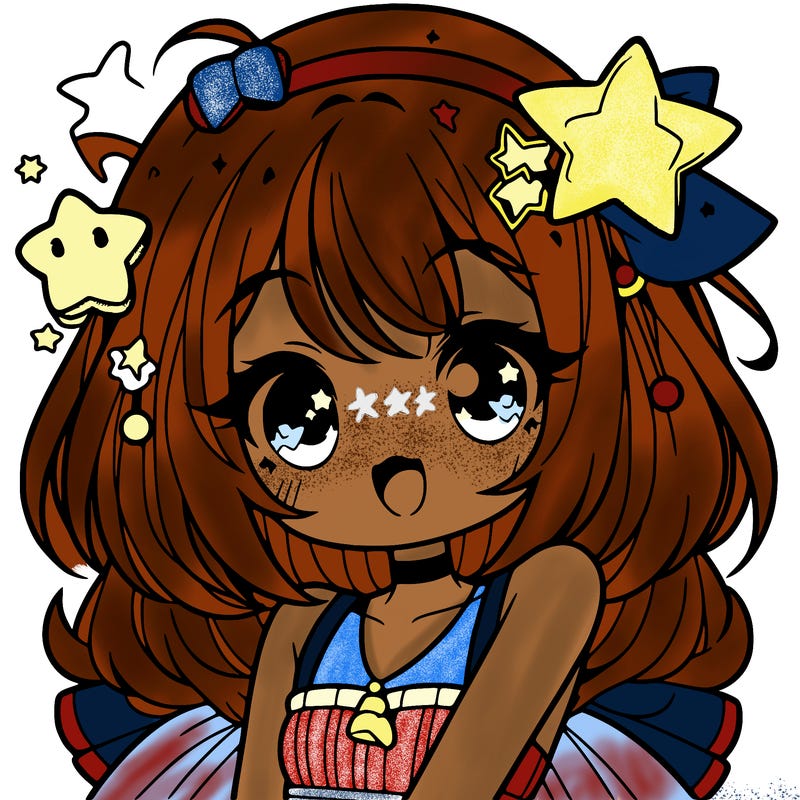 cute anime girl with star accessories
