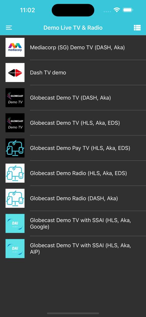 List of demo live TV and radio channels in the Globecast TV Everywhere white-label app