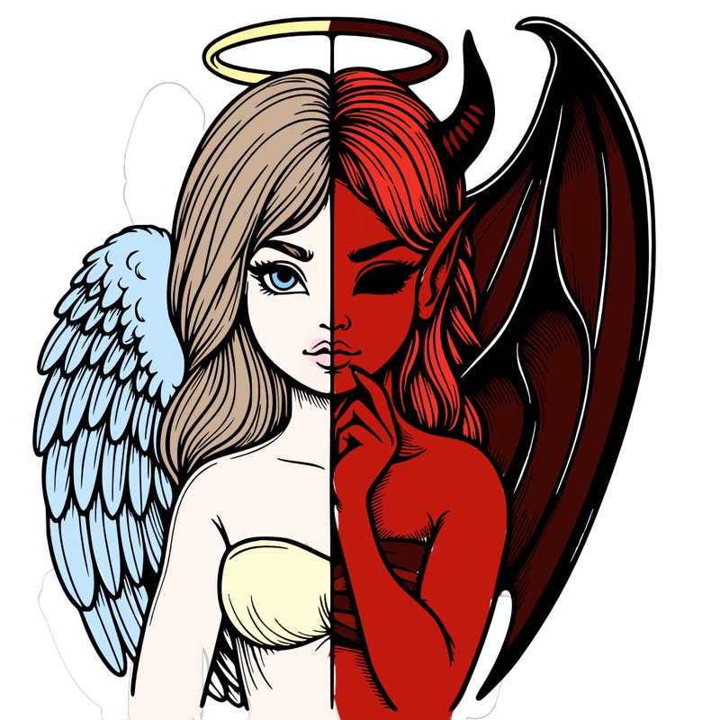 realistic angel half demon