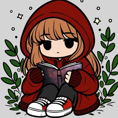 girl in oversized hoodie reading a book