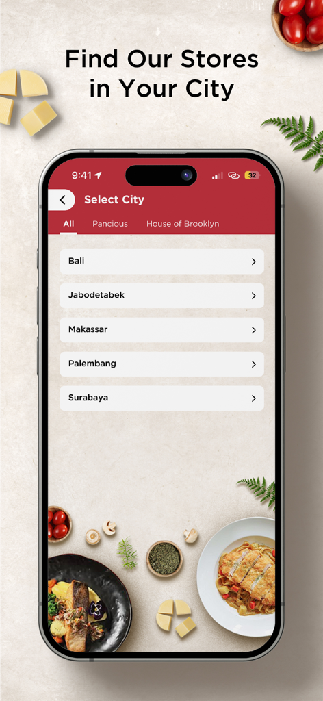 Pancious - Pancious app store locator city selection screen