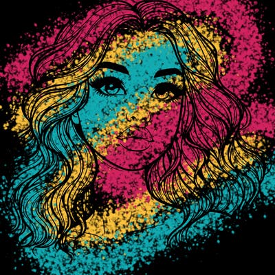 realistic girl with wavy hair and lips