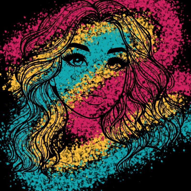 realistic girl with wavy hair and lips