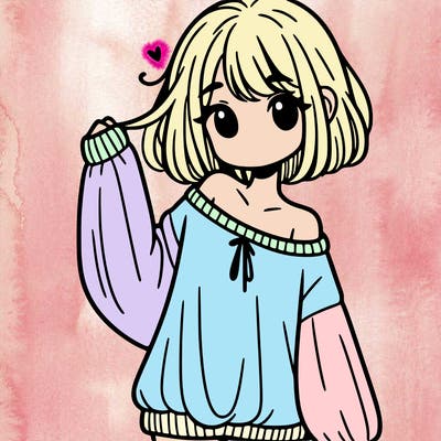 girl in baggy sweater hanging off her shoulder