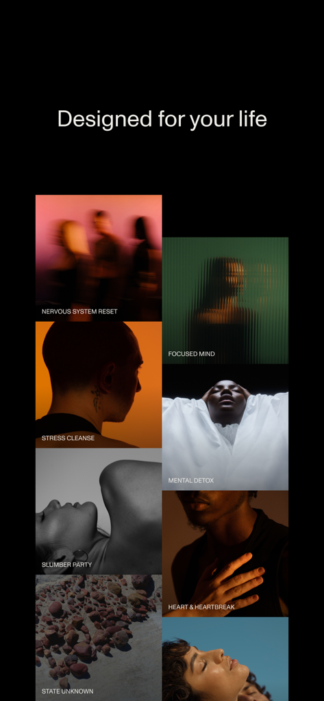 Open: Breathwork + Meditation - Une grille de sessions de respiration et de méditation organisées, conçues pour différents besoins de style de vie dans l'application Open.