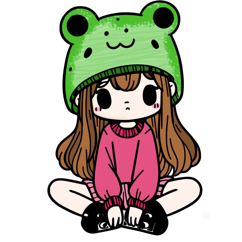 a girl wearing a frog hat and some frog socks