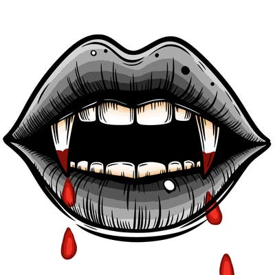 lips with vampire teeth