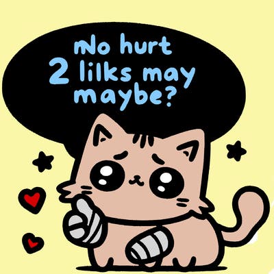 cute cat thats been hurt saiying 2 likes maybe