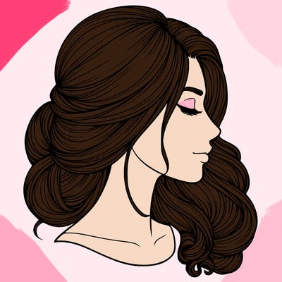 realistic woman's head & hair