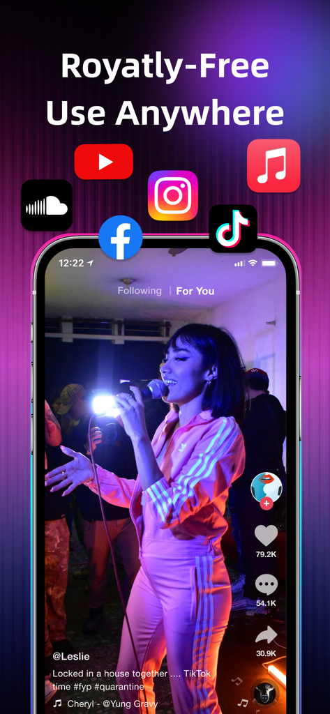 AI Remix: AI DJ&Song Generator - AI Remix app screen highlighting royalty-free music use across TikTok, Instagram, and YouTube