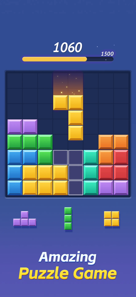 Block Blast Combo - Blocs colorés sur une grille dans le jeu de puzzle mobile Block Blast Combo