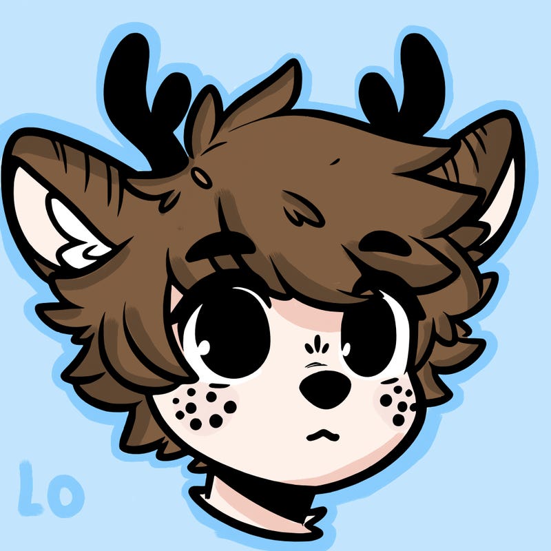 a humanoid deer with soft fluffy ears