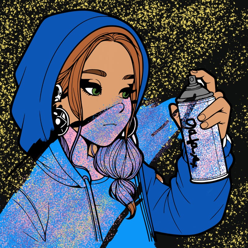 a realistic girl, spray painting