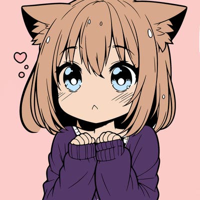 shy anime catgirl
