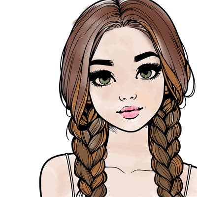 realistic girl with braids