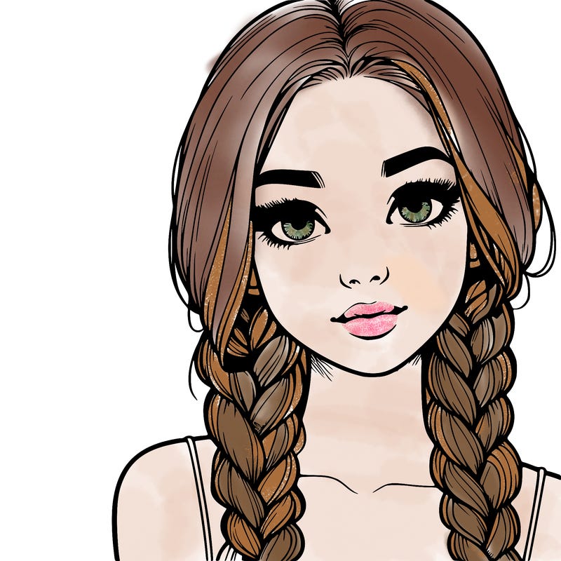 realistic girl with braids