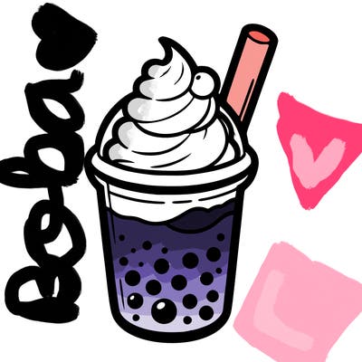 boba drink with whipped cream