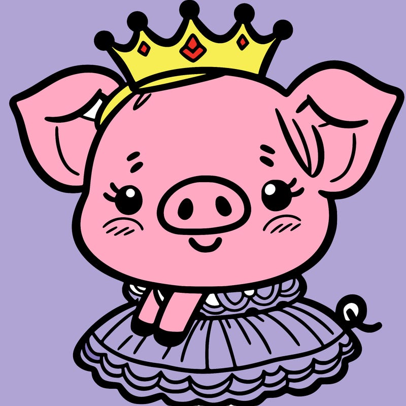 a piglet dressed up as a princess