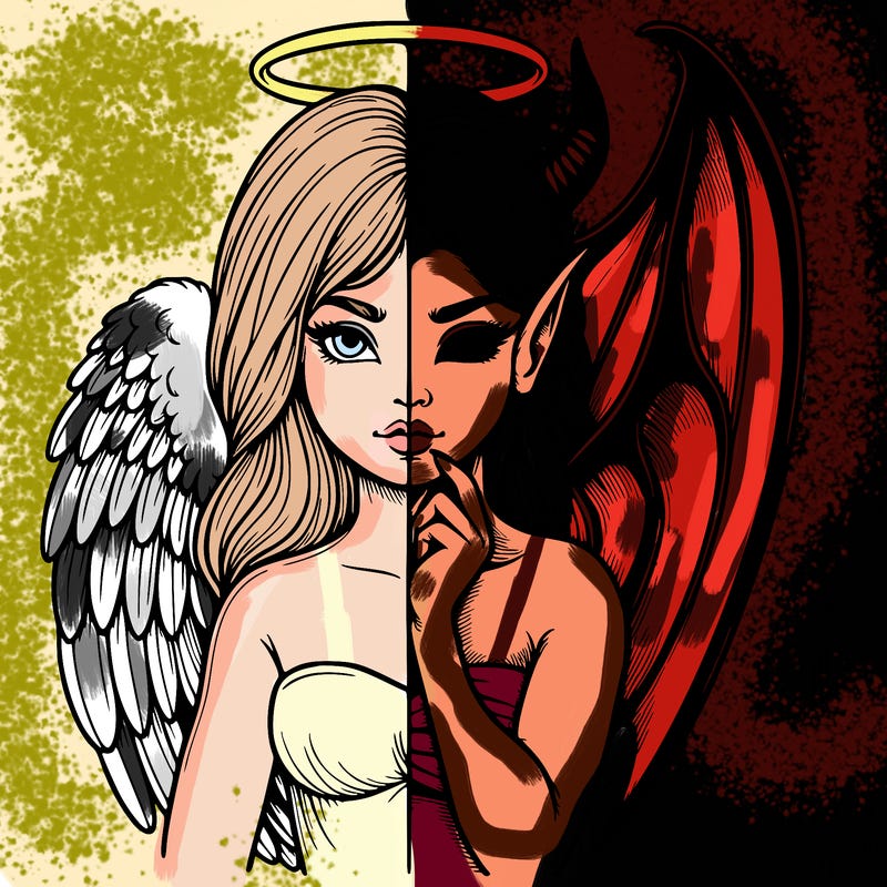 realistic angel half demon