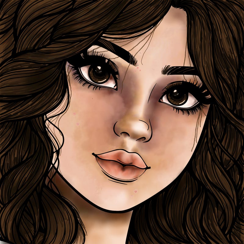 beautiful realistic girl close up to the camera with wavy hair,