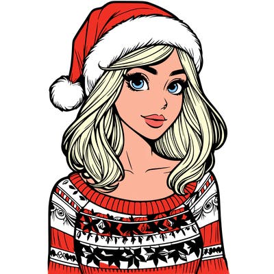 realistic lady in a christmas sweater