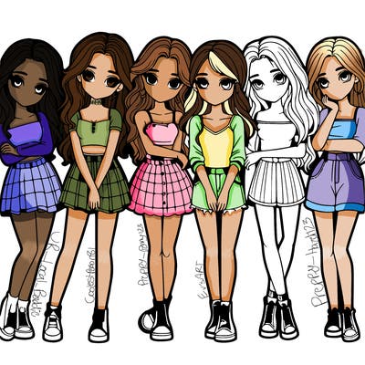 a group of girls realistic