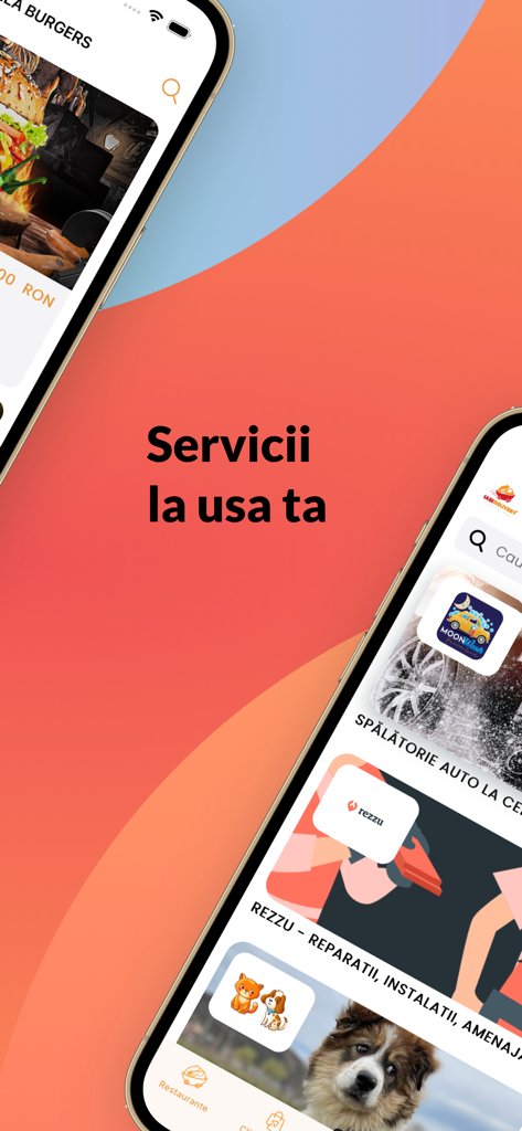 Iasi Delivery - Iasi Delivery app interface displaying food and home services