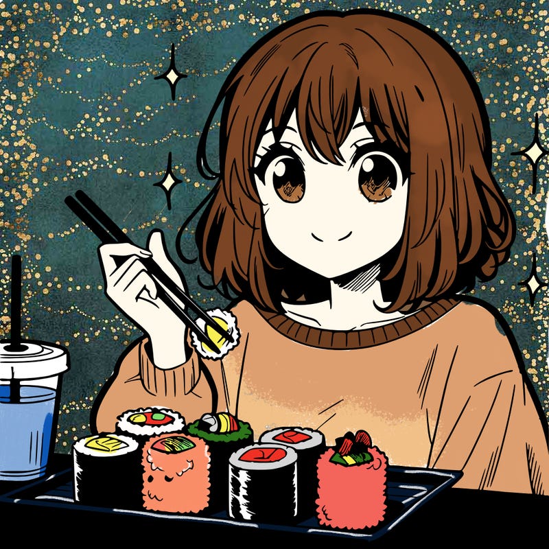 manga girl who loves sushi